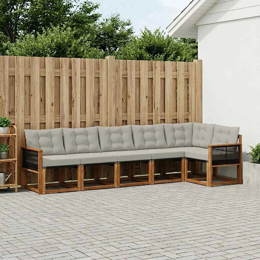 Set di divani da esterno 6 pz Naturale e Grigio Chiaro 3381983