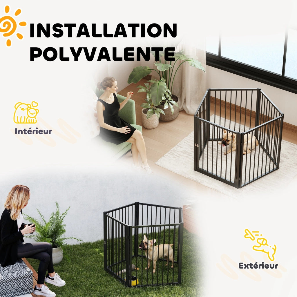 Recinto per Cani 5 Pannelli ¨C zephmum ¨C Nero Pieghevole