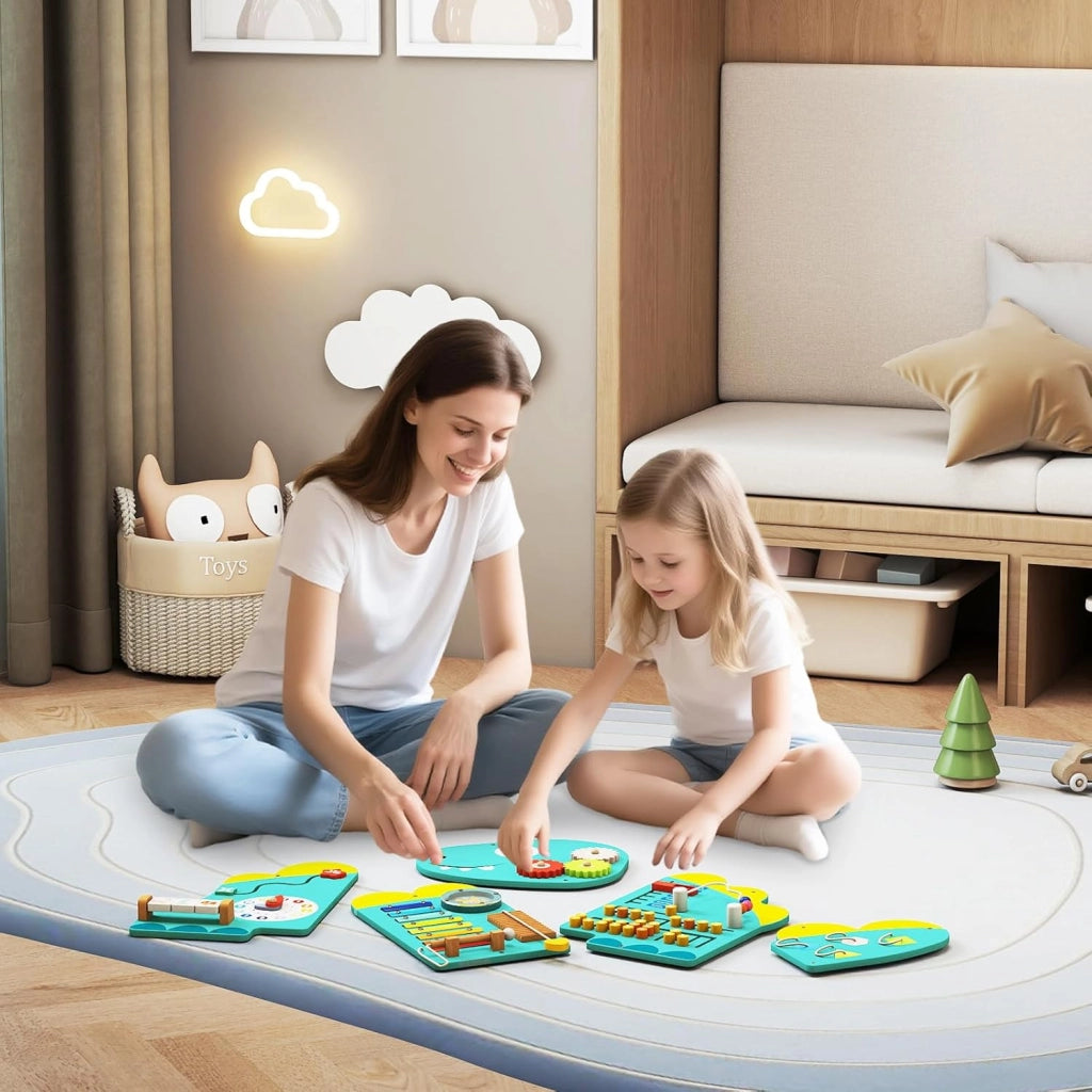 Pannelli da Parete con attività, Busy Board 11 in 1 Montessori in Legno per Sviluppo Sensoriale, Centro di attività Educativo Montato a Parete per Stanza Giochi, Asilo Nido (Dinosauro Verde)
