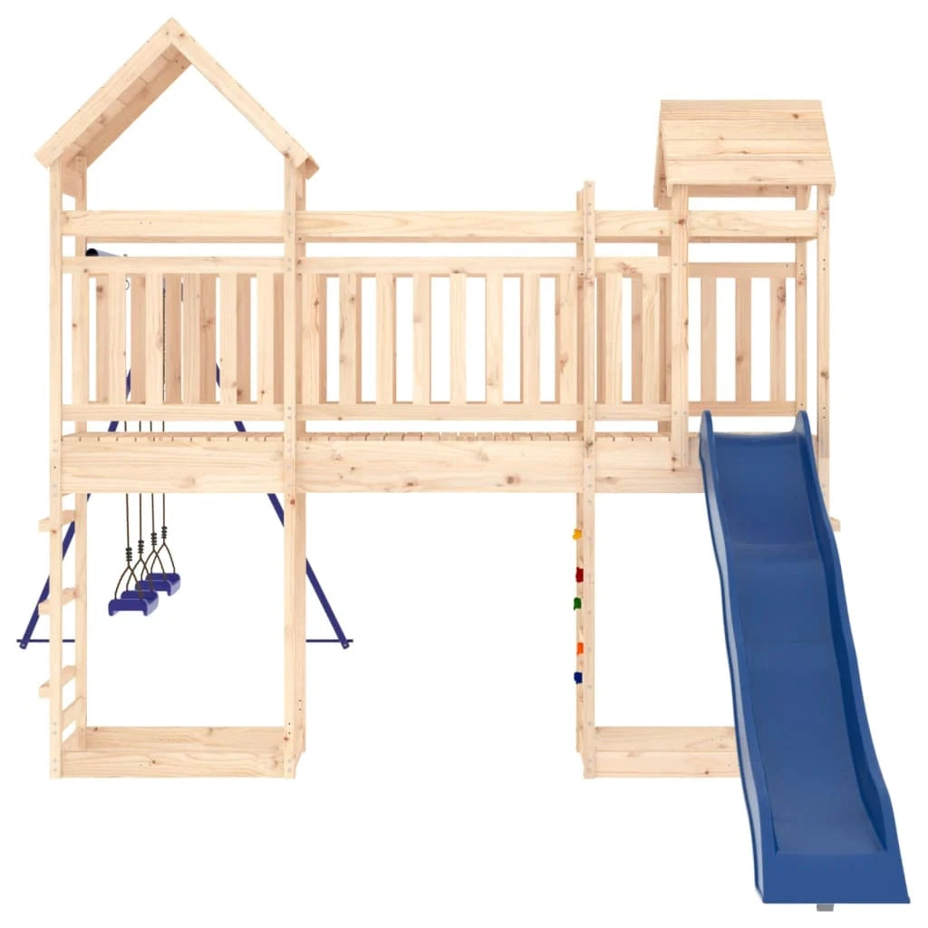 Altalene per parco giochi all'aperto scivolo altalene robuste giochi da giardino 492 x 360 x 264 cm legno di pino massiccio 02_0004785