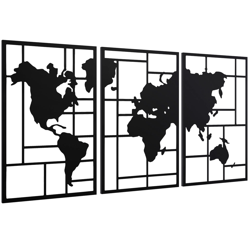 Carta geografica decorativa per parete ¨C zephmum ¨C 3 pezzi, 50x80 cm, nero
