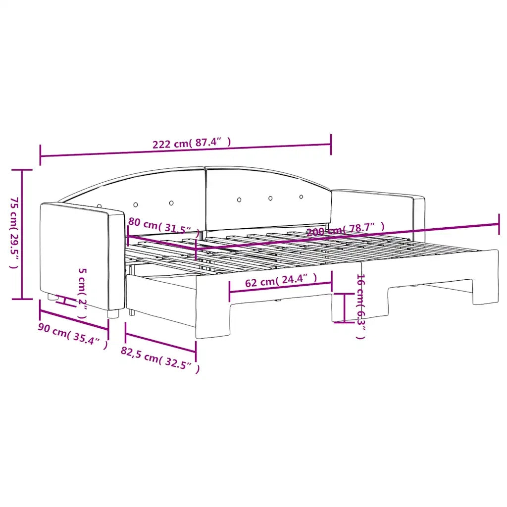 Divano Letto con Letto Estraibile Grigio Scuro 80x200cm Velluto 3197295