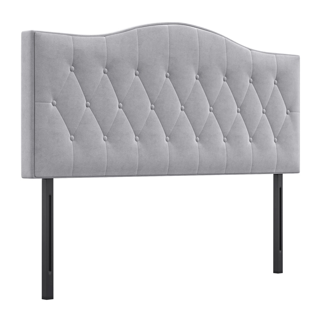 Testiera imbottita per letto ¨C zephmum ¨C grigio velluto 185x134 cm
