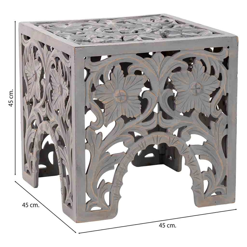 Tavolino in legno bianco fatto a mano 45x45x45h