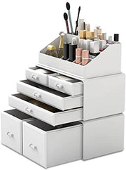 Organizzatore Cosmetico Display Opbergladen Dozen Case con Portaoggetti - Organizzatore di Trucco (6D bianco)