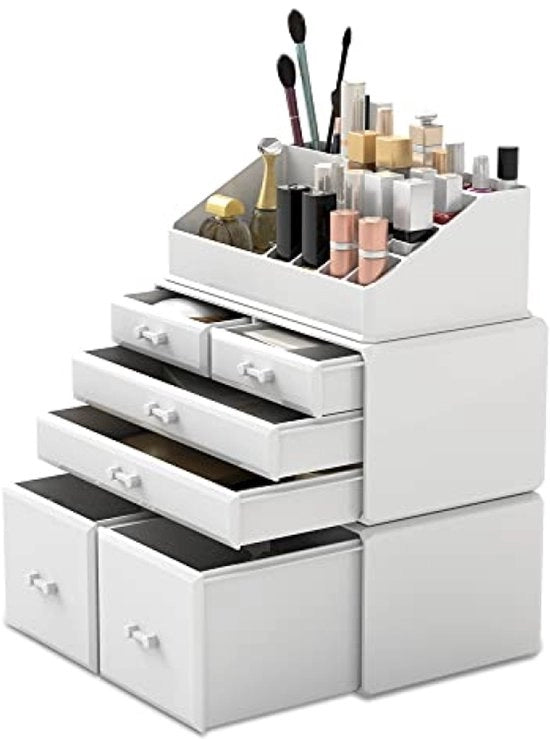 Organizzatore Cosmetico Display Opbergladen Dozen Case con Portaoggetti - Organizzatore di Trucco (6D bianco)