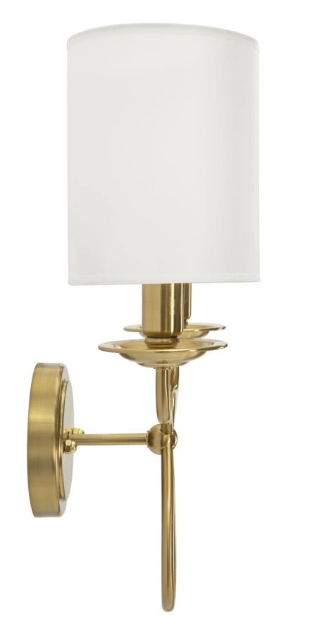 Lampada da Muro Zagabria 35,5x17x43 cm in Ferro e Tessuto Oro e Bianco
