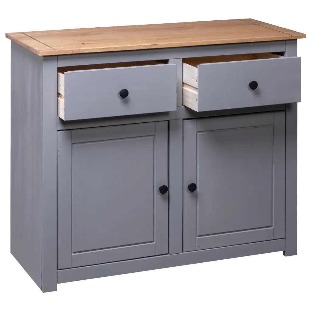 Credenza | Madia | Buffet da pranzo | Armadio da pranzo Grigia 93x40x80 cm in Legno Massello di Pino Panama