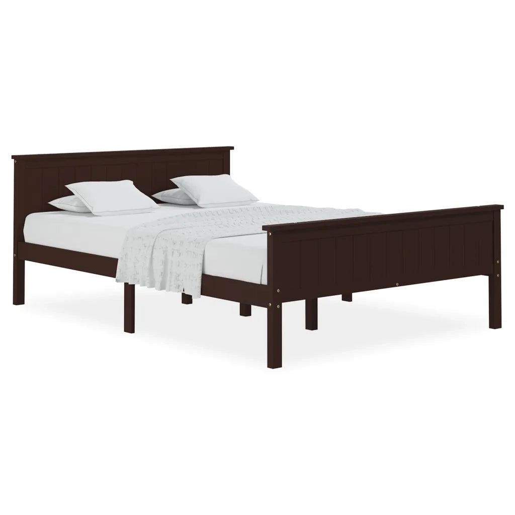 Letto matrimoniale | Letto per adulti | Giroletto Marrone Scuro in Legno Massello di Pino 160x200 cm