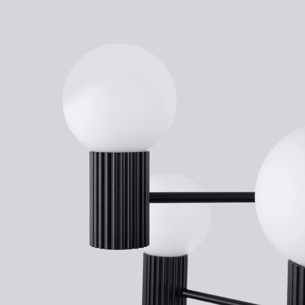 Lampadario moderno nero 6 luci sfere vetro G9 SFERA