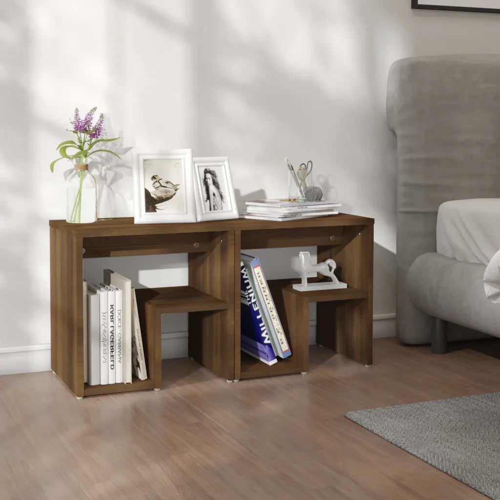 Set di 2 Comodini | Armadio da Notte | Mobiletto da notte Rovere Marrone 40x30x40 cm in Legno Multistrato