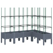 Fioriera rialzata per piante fiori patio giardino con traliccio 160 x 120 x 142,5 cm PP grigio 02_0038255