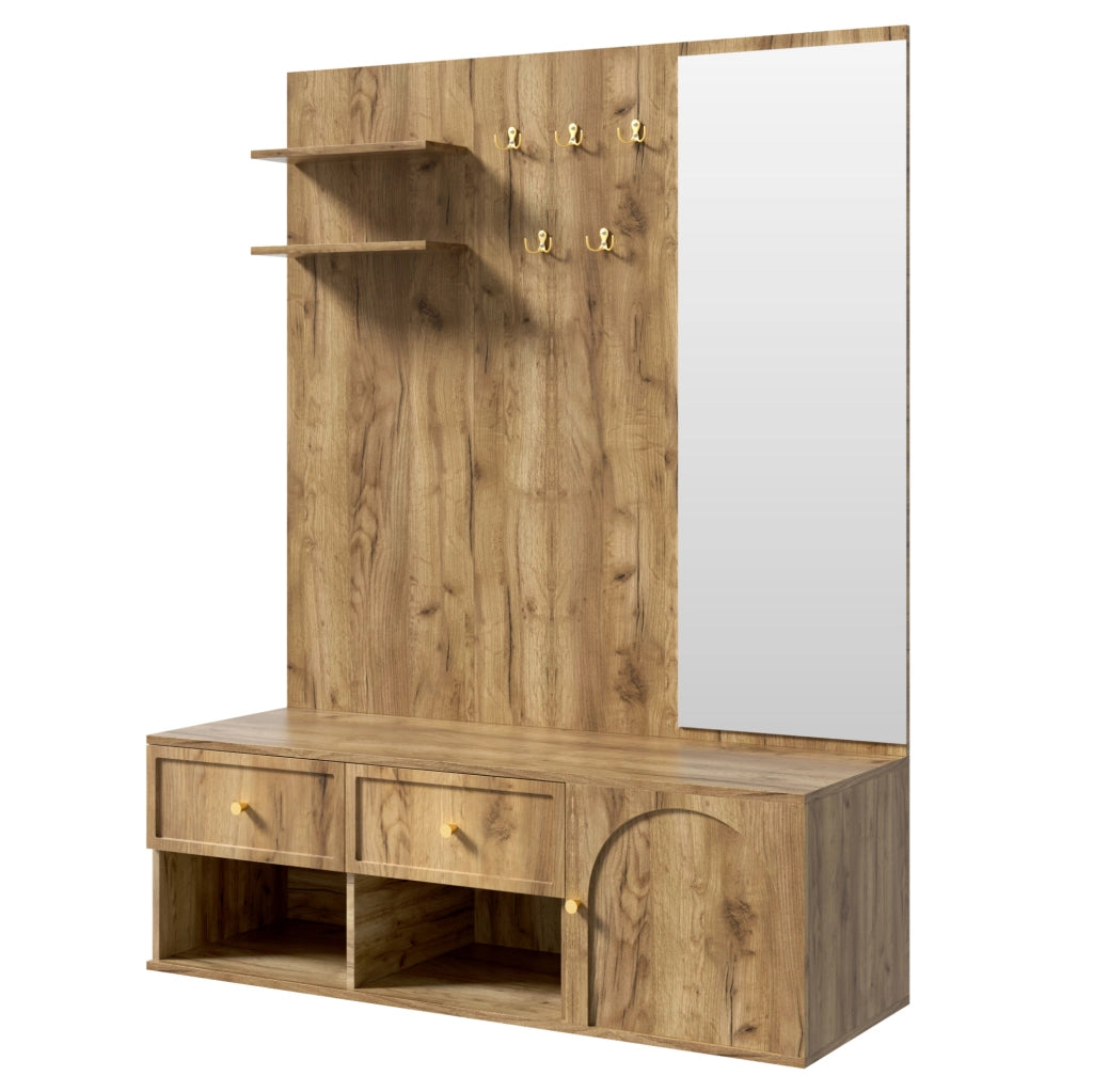 Set guardaroba da ingresso 6 in 1 con specchio e panca