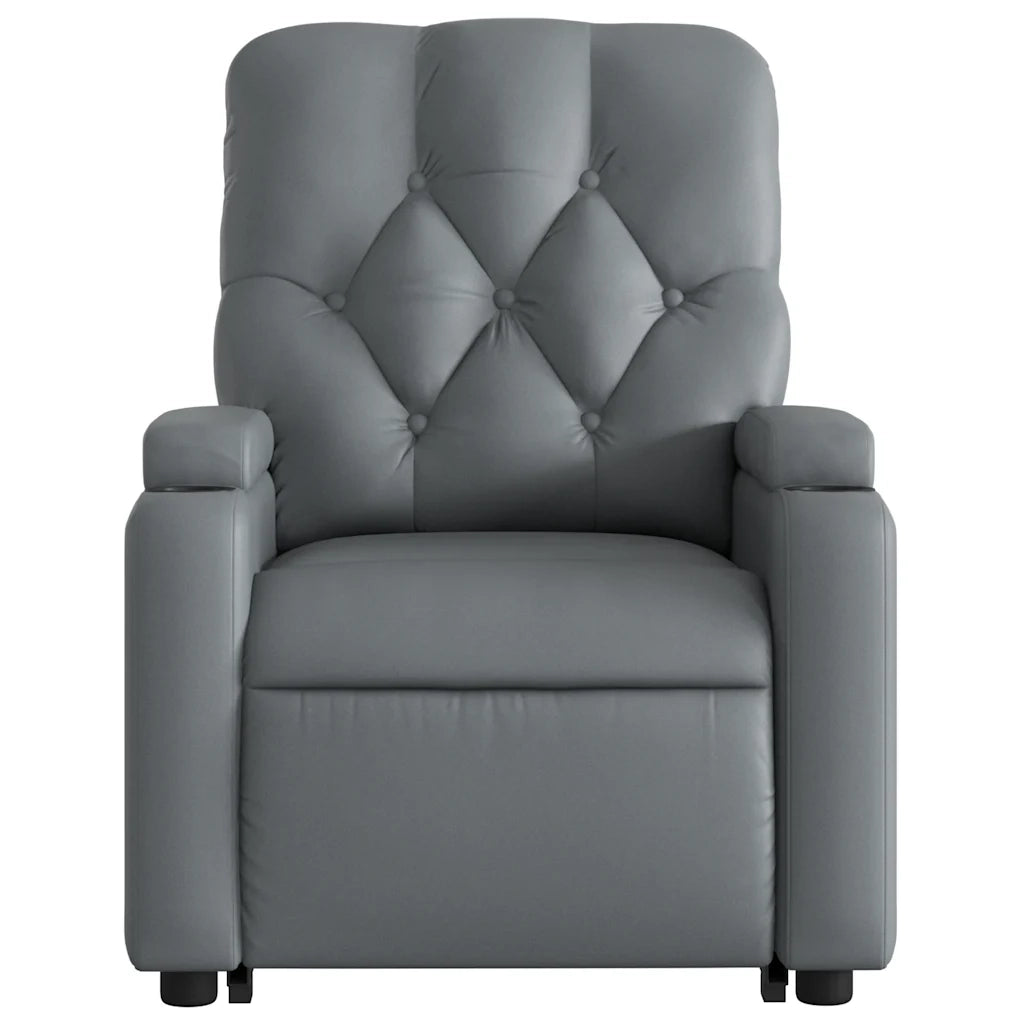 Poltrona Alzapersona Reclinabile Massaggio Grigio Similpelle 3204782