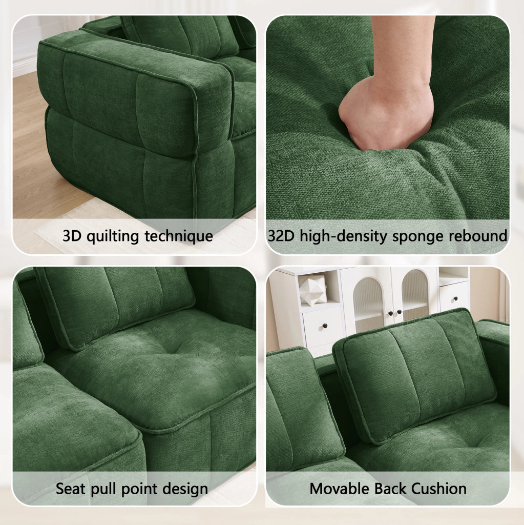 Divano modulare senza struttura in poliestere verde 271x162x67 cm