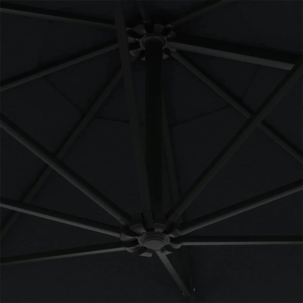 Ombrellone da parete con palo in metallo e LED 300 cm nero 02_0008693