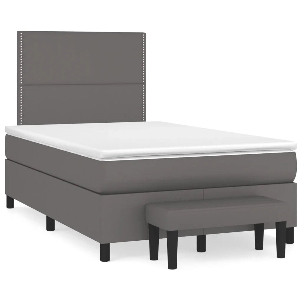 Giroletto a Molle con Materasso Grigio 120x200 cm in Similpelle
