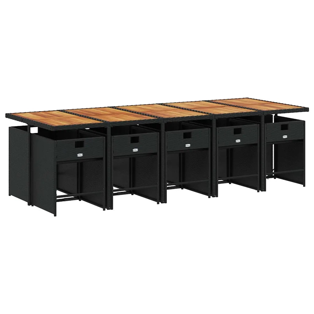 Set da Pranzo da Giardino 11 pz con Cuscini in Polyrattan Nero 3211119