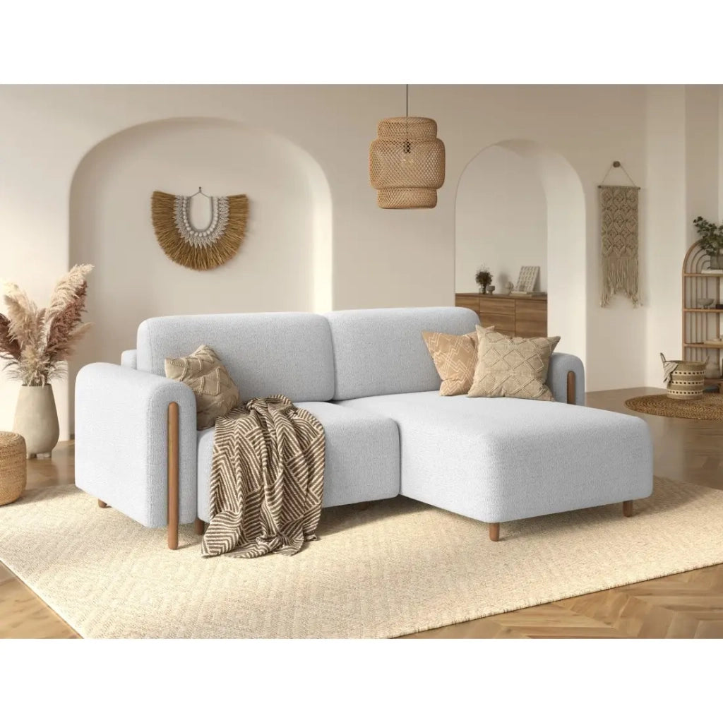 Divano ad angolo convertibile ARVESSA bianco alpino chenille – Angolo destro