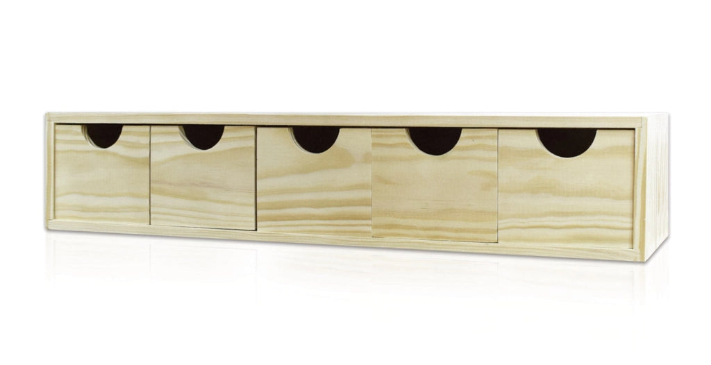 Cassettiera da Tavolo  5 Cassetti 11,3x5,7x14 cm in Legno di Pino Massello Naturale