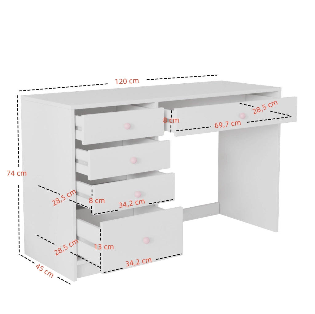 Set scrivania e libreria per bambini con lavagna; MDF; bianco