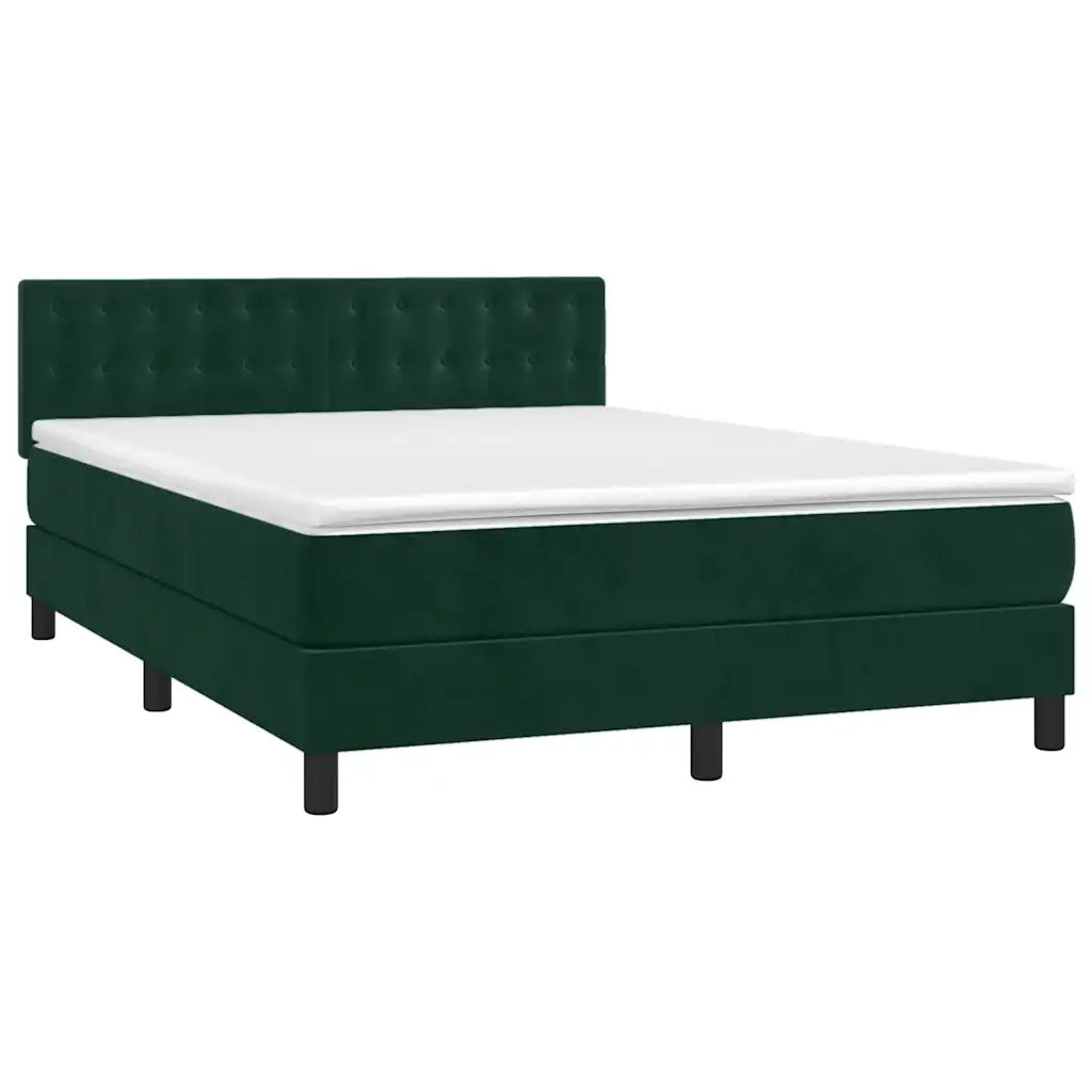 Giroletto a Molle con Materasso Verde Scuro 140x200 cm Vellutocod mxl 123619