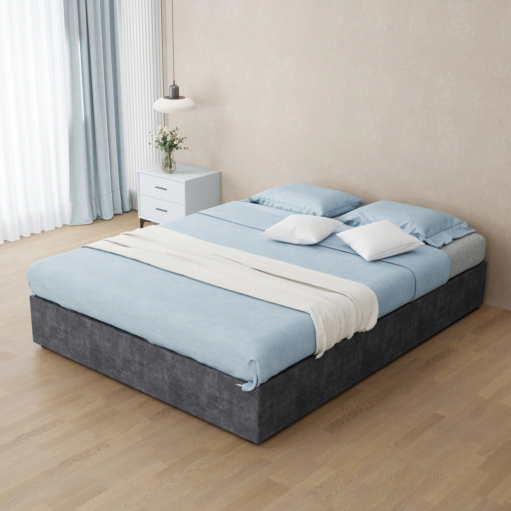 LETTO Struttura letto 140x200 cm Grigio in tessuto e metallo