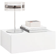 Comodino Sospeso Moderno con Cassetto, in Legno, 40x30x15 cm, Bianco