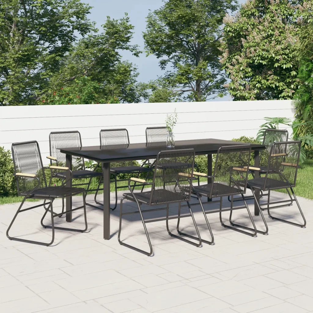 Set da Pranzo da Giardino 9 pz Nero in Rattan PVC 3099214