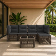 Set Divano da Giardino 6 pz Grigio polyrattan 3434207