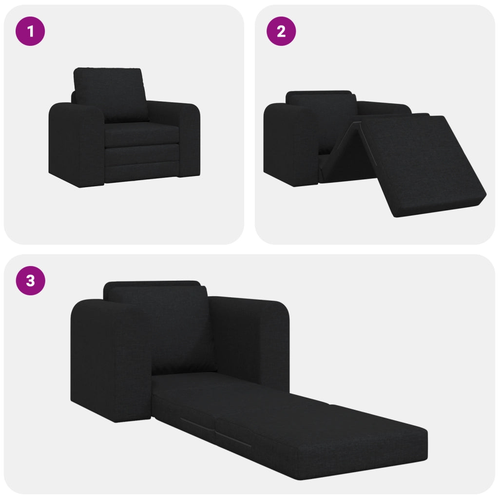 Divano Letto 2-in-1 Nero 98x71x83 cm in Tessuto