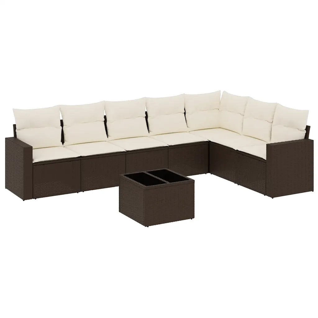 Set Divani da Giardino 8 pz con Cuscini Marrone in Polyrattan 3219053