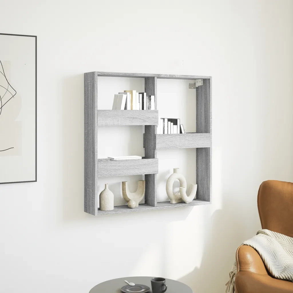 Armadietto a Muro | Mobile a Parete Grigio Sonoma 80x15x80cm in Legno Multistrato