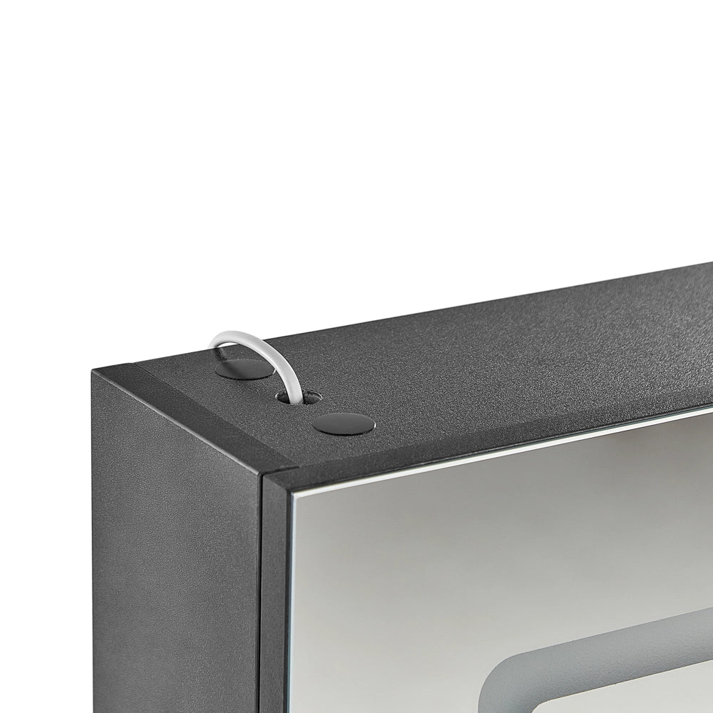 Specchiera da bagno in vetro nero e legno ingegnerizzato con LED 40 x 60 cm Design moderno