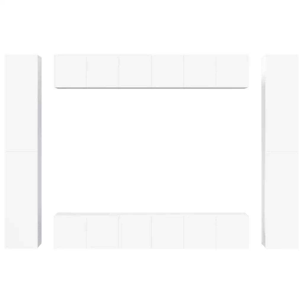Set Mobili Porta TV 10 pz Bianco in Legno Multistrato 3078665