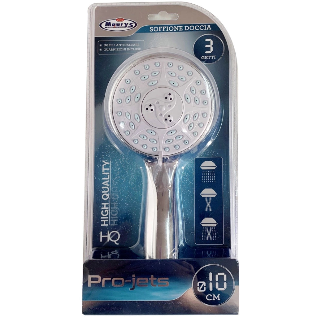 MAURY'S SOFFIONE PER DOCCIA MULTIFUNZIONE 3 FUNZIONI 10 CM
