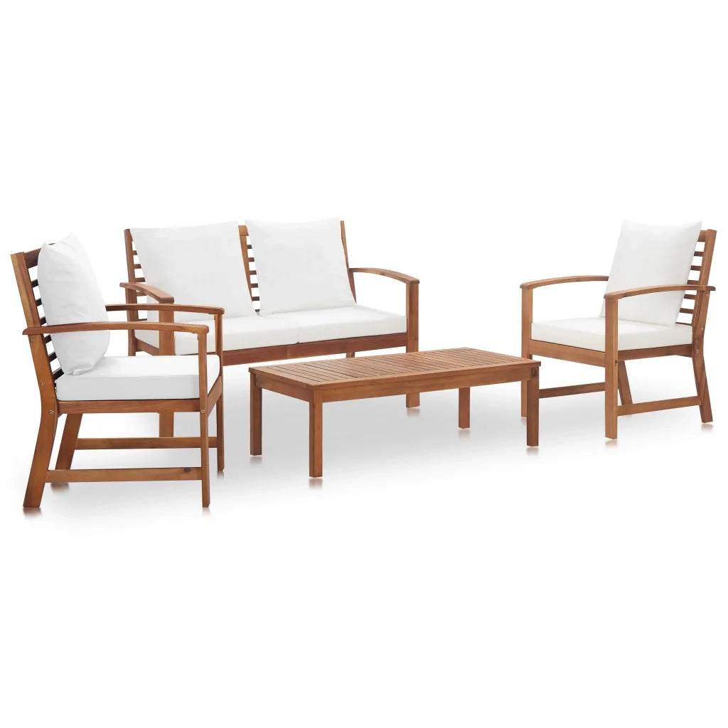 Set Divani da Giardino 4 pz con Cuscini in Massello di Acacia cod mxl 43935