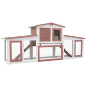 Conigliera per Esterni Grande Marrone Bianca 201x45x85cm Legno CFW6358222