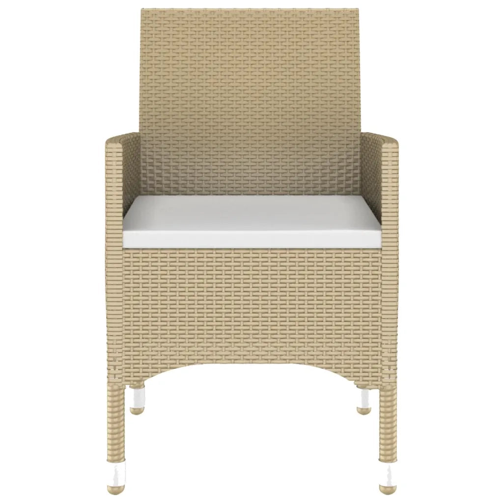 Set da Pranzo Giardino 7 pz Polyrattan e Vetro Temperato Beige cod mxl 41748