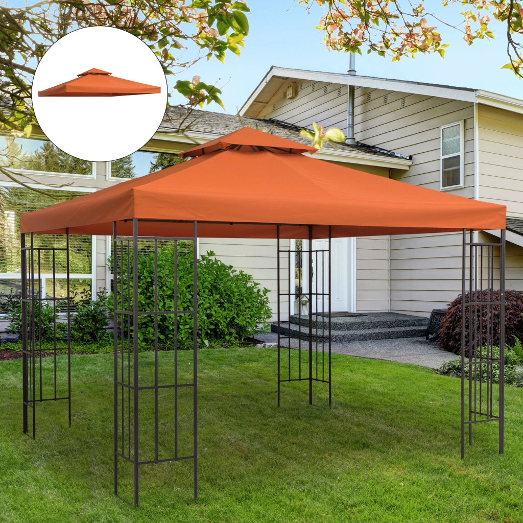 Copertura per Gazebo 3x3 m ¨C zephmum ¨C Poliestere, Rosso Ruggine