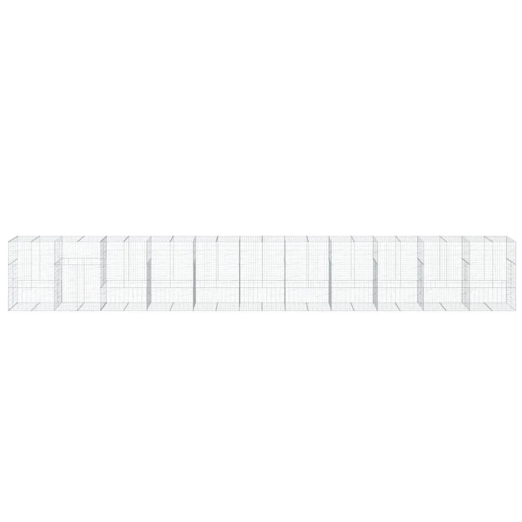 Gabbione recinto a gabbia muro di contenimento con coperchio 1100 x 100 x 150 cm ferro zincato argento 02_0040122