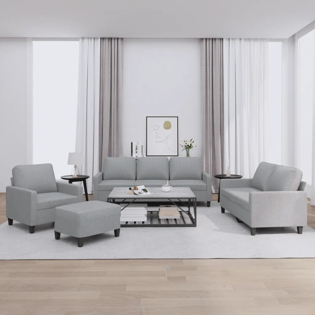 Set di Divani 4 pz con Cuscini Grigio Chiaro in Tessutocod mxl 83122