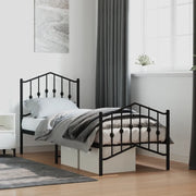 Giroletto con Testiera e Pediera Metallo Nero 75x190 cm 373797