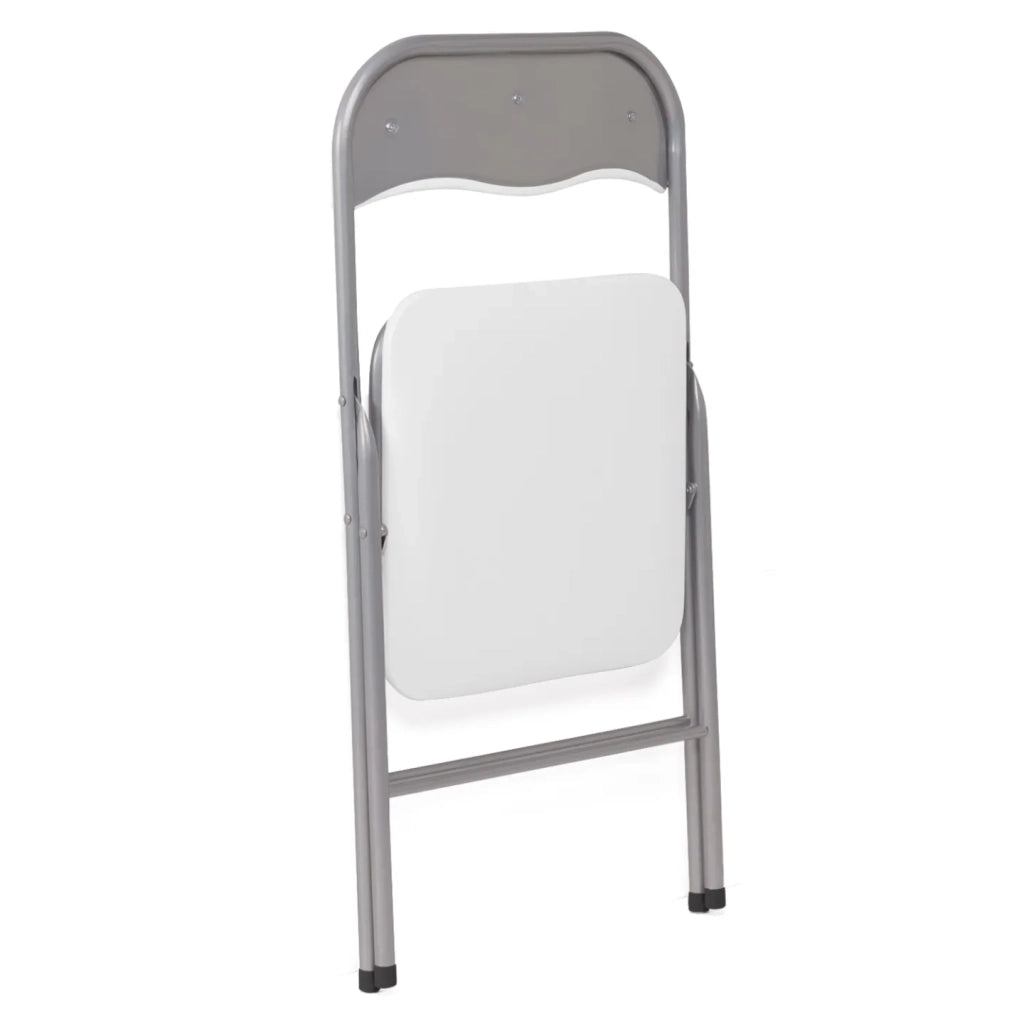 IDMarket - Set di 4 sedie pieghevoli in PU bianco KITY