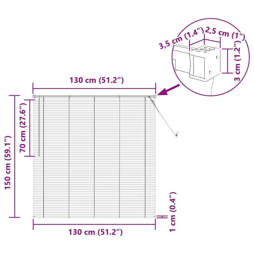 Tenda Veneziana Marrone Scuro con Motivo 150 x 130 cm PVC 42003793