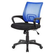 Sedia da ufficio Reticolo, Sedia operativa a rete con braccioli, Seduta ergonomica da ufficio, 59x54h90/100 cm, Nero e Blu