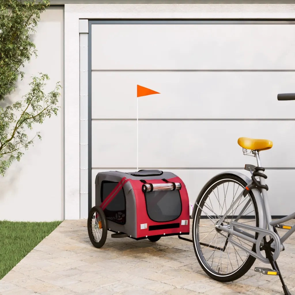 Rimorchio da Bici per Animali Rosso e Grigio Oxford e Ferro CFW9910905