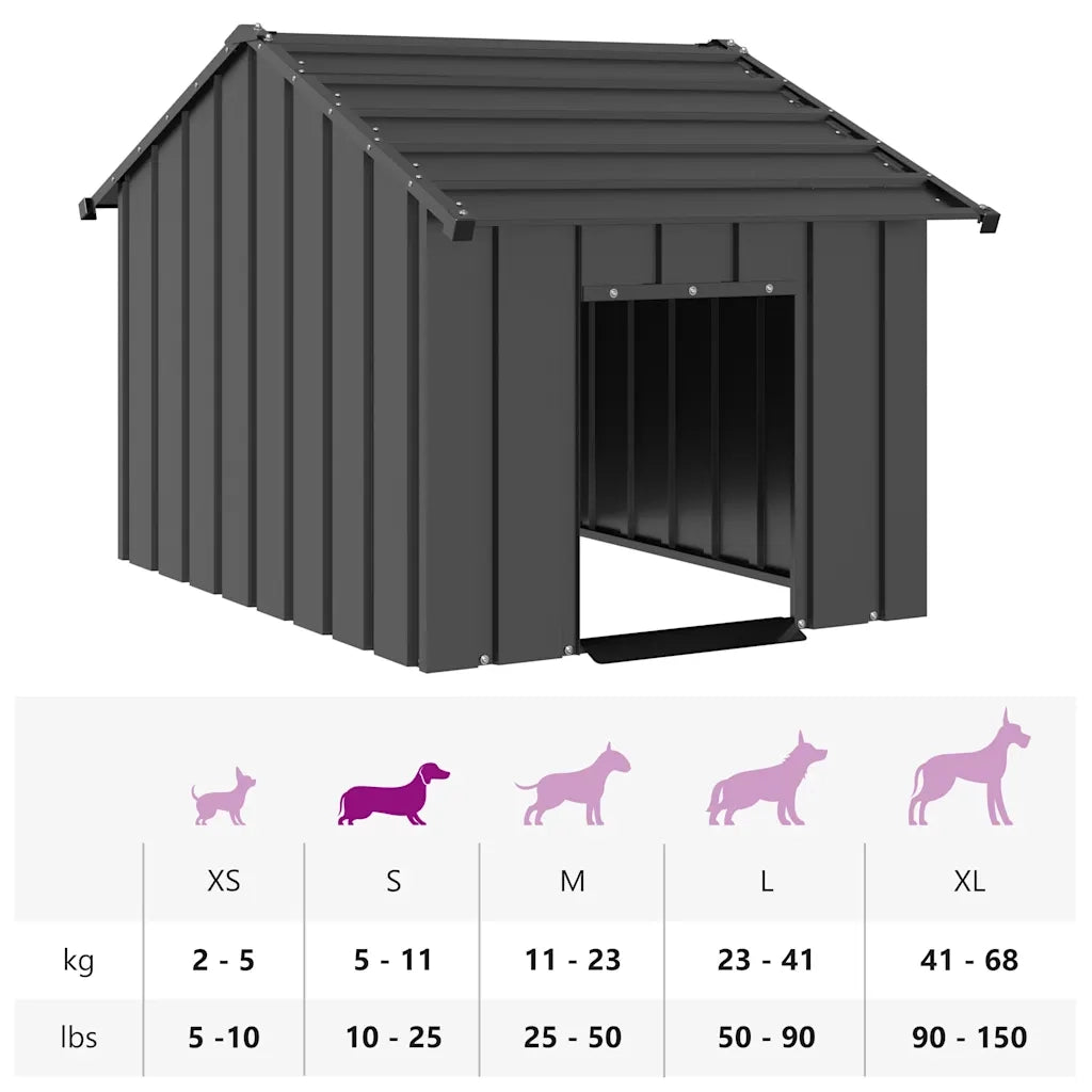 Casetta per Cani con Tetto 83x130x85 cm Acciaio Zincato 4100915