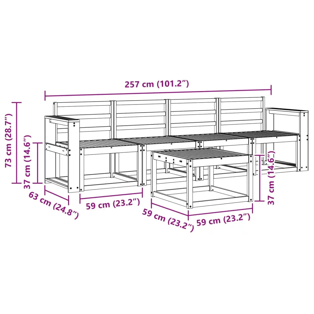 Set di divani da esterno 5 pcs Bianco 59 x 59 x 37 cm 3387213