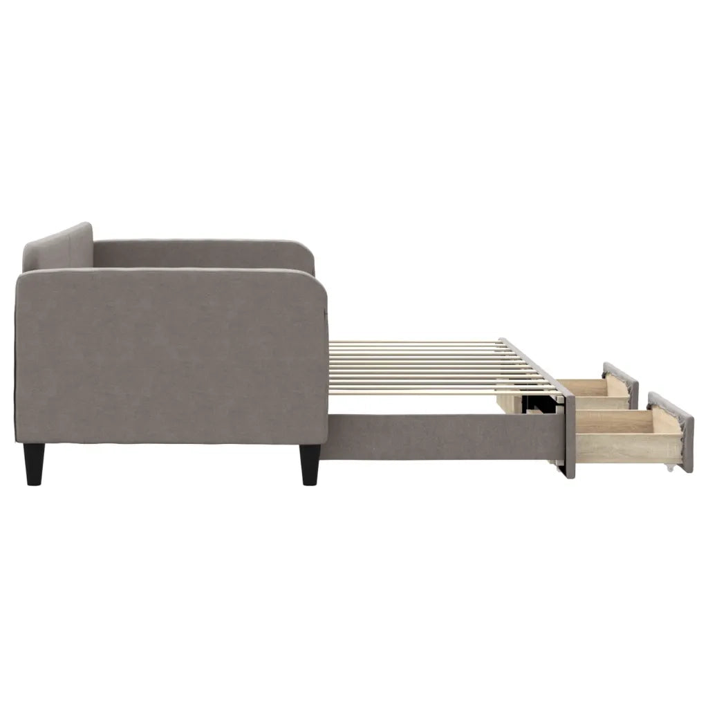 Divano Letto Estraibile con Cassetti Tortora 90x200 cm Tessuto